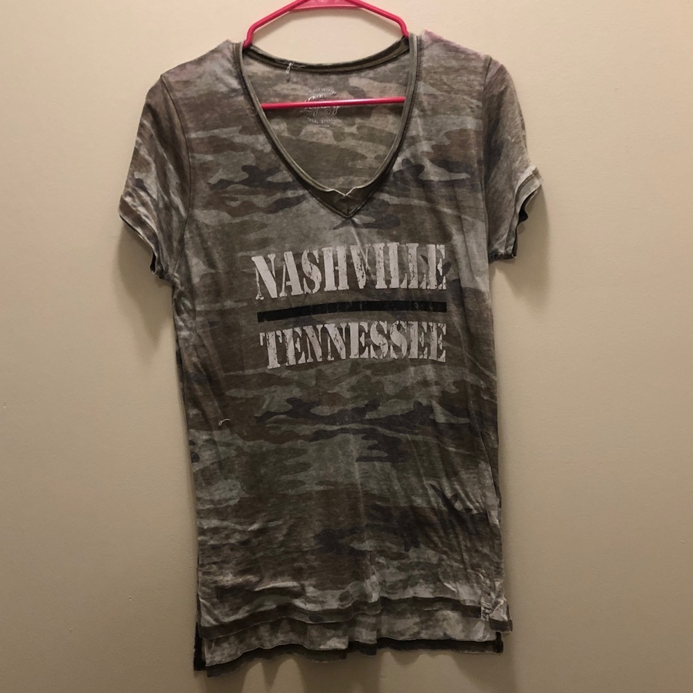 Nashville V-neck Camo Top